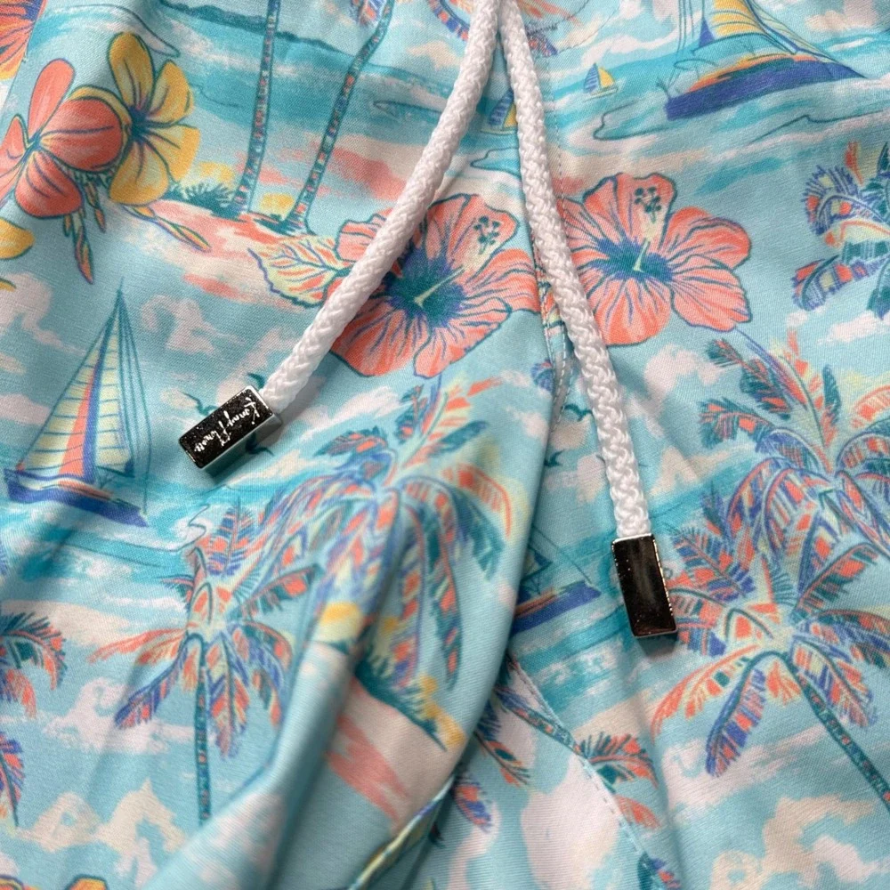 Kenny Flowers The BVIs Swim Trunks Men Small Light Blue Tropical Sailboat NEW